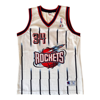 Hakeem Olajuwon #34 – Houston Rockets (Édition Champion, Blanc Pinstripes)