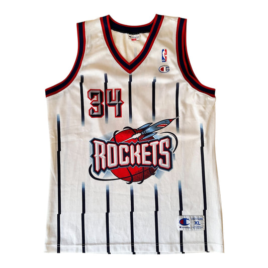 Hakeem Olajuwon #34 – Houston Rockets (Édition Champion, Blanc Pinstripes)