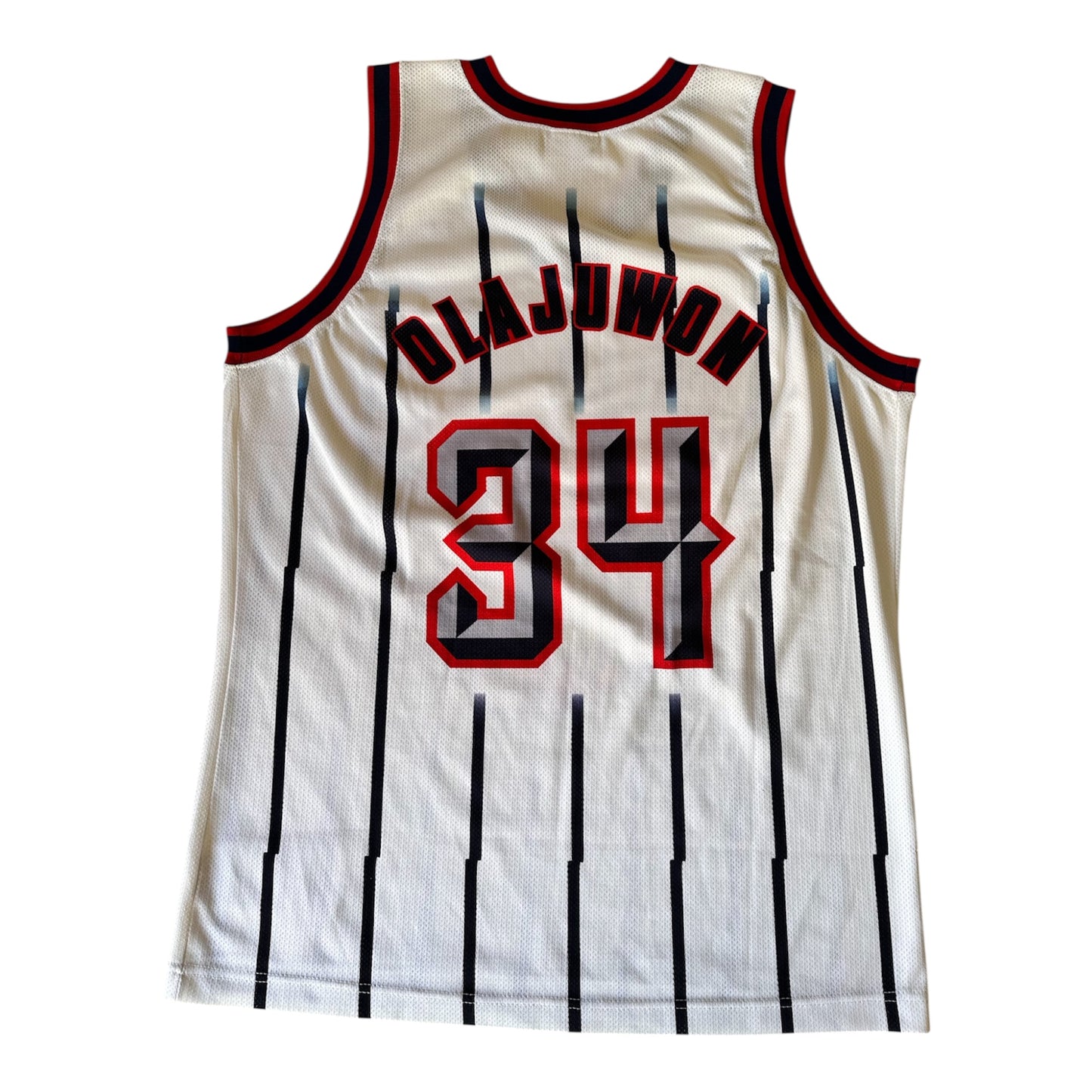 Hakeem Olajuwon #34 – Houston Rockets (Édition Champion, Blanc Pinstripes)