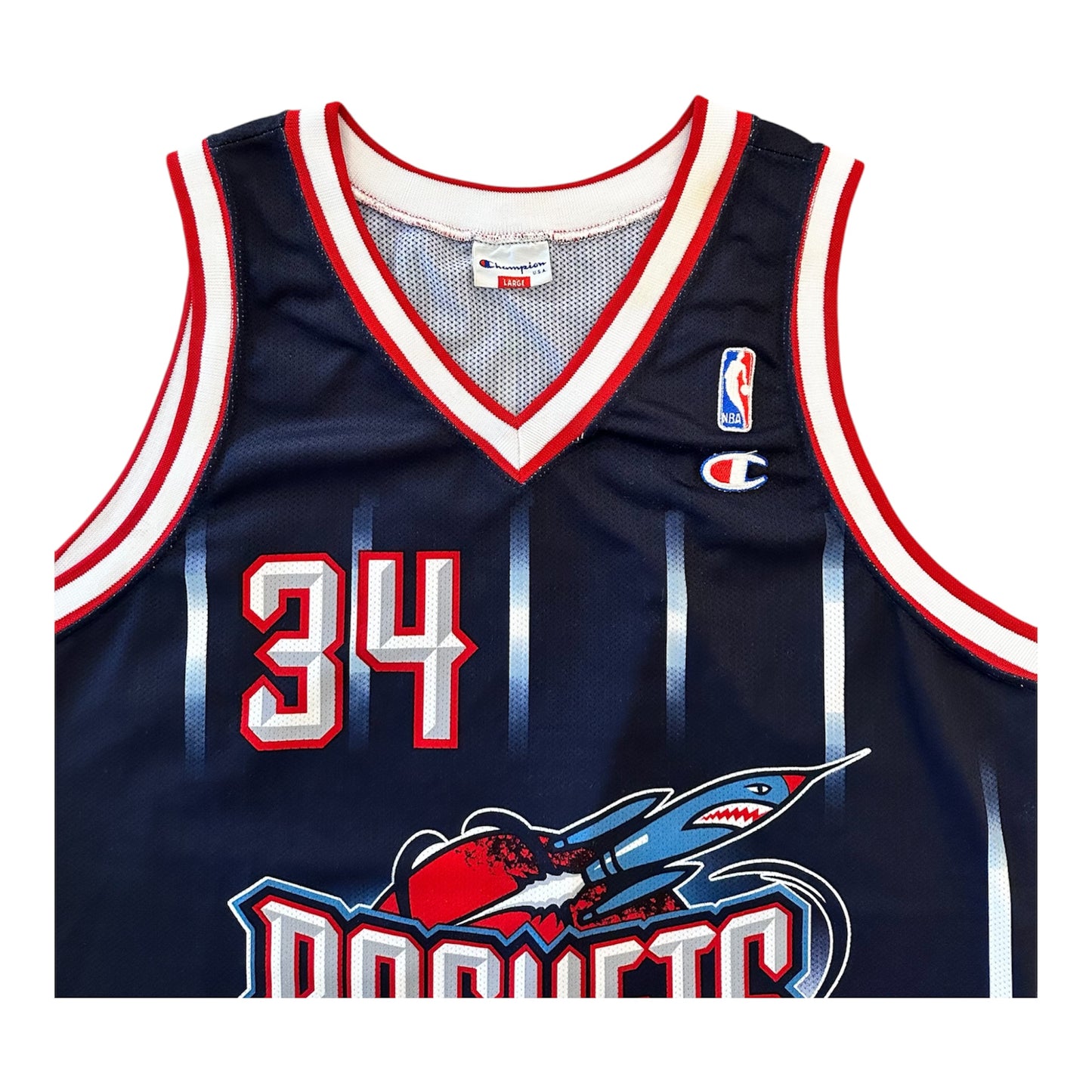 Maillot Hakeem Olajuwon #34 – Houston Rockets (Champion, pinstripes)